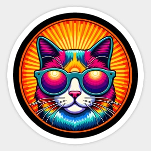 Cosmic Feline Radiance Sticker